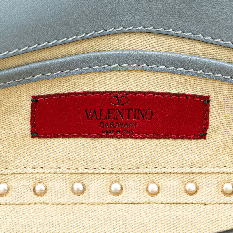 ヴァレンティノ ロックスタッズ クラッチバッグ ブルー レザー レディース VALENTINO 【中古】