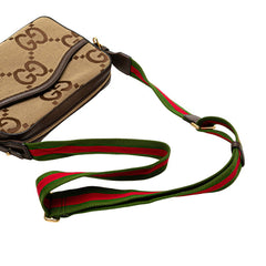 グッチ ジャンボGG ショルダーバッグ メッセンジャーバッグ 675891 ブラウン キャンバス レザー レディース GUCCI 【中古】