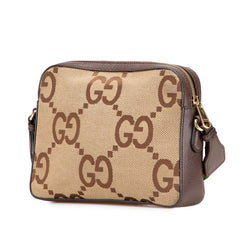 グッチ ジャンボGG ショルダーバッグ メッセンジャーバッグ 675891 ブラウン キャンバス レザー レディース GUCCI 【中古】
