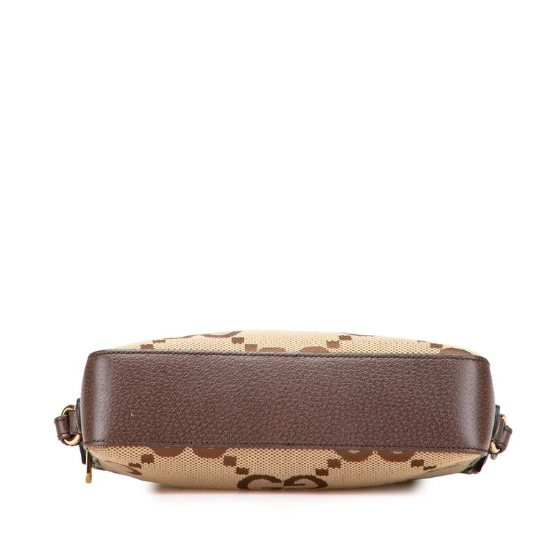 グッチ ジャンボGG ショルダーバッグ メッセンジャーバッグ 675891 ブラウン キャンバス レザー レディース GUCCI 【中古】