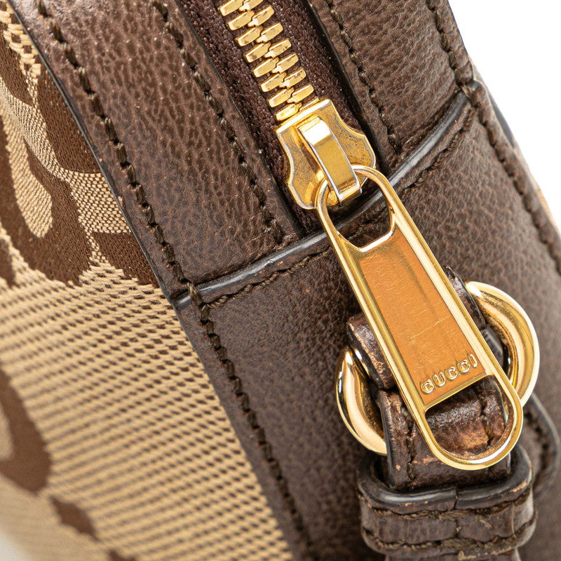 グッチ ジャンボGG ショルダーバッグ メッセンジャーバッグ 675891 ブラウン キャンバス レザー レディース GUCCI 【中古】