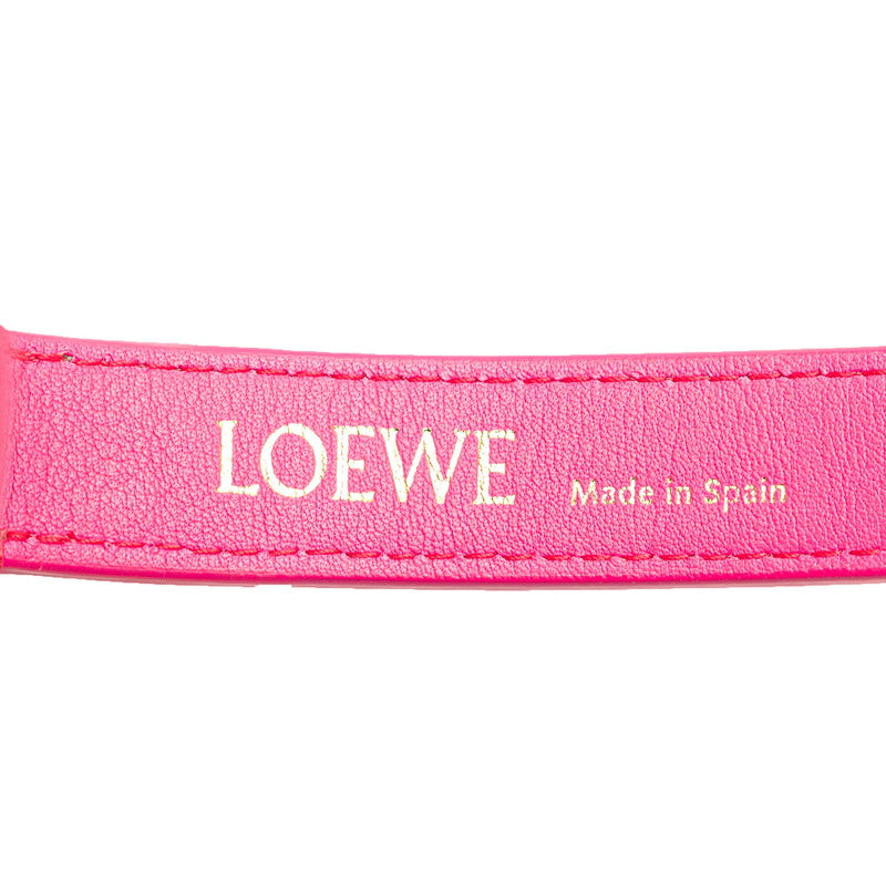 ロエベ アナグラム キュービィバッグ スモール ハンドバッグ ネオンピンク レザー ジャガード レディース LOEWE 【中古】