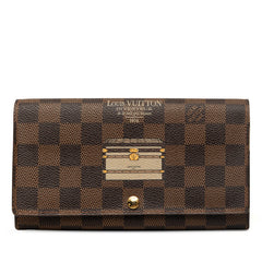 ルイ ヴィトン ダミエ ポルトフォイユ サラ トランク＆ロック 長財布 N63179 ブラウン PVC レザー レディース LOUIS VUITTON 中古
