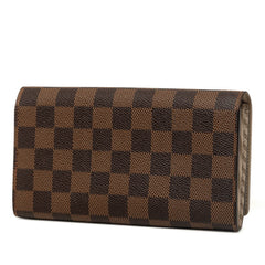 ルイ ヴィトン ダミエ ポルトフォイユ サラ トランク＆ロック 長財布 N63179 ブラウン PVC レザー レディース LOUIS VUITTON 中古