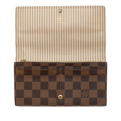 ルイ ヴィトン ダミエ ポルトフォイユ サラ トランク＆ロック 長財布 N63179 ブラウン PVC レザー レディース LOUIS VUITTON 中古