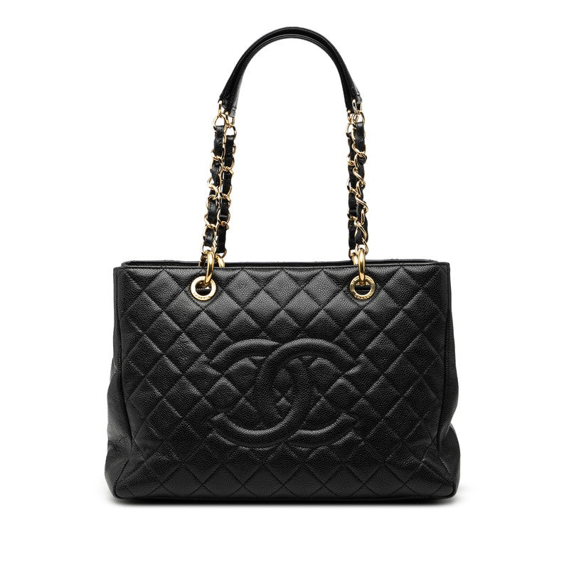 シャネル マトラッセ ココマーク チェーン トートバッグ ショルダーバッグ ブラック ゴールド キャビアスキン レディース CHANEL 【中古】