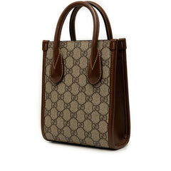 グッチ GGスプリーム インターロッキングG ハンドバッグ ショルダーバッグ 2WAY 671623 ベージュ ブラウン PVC レザー レディース GUCCI 中古