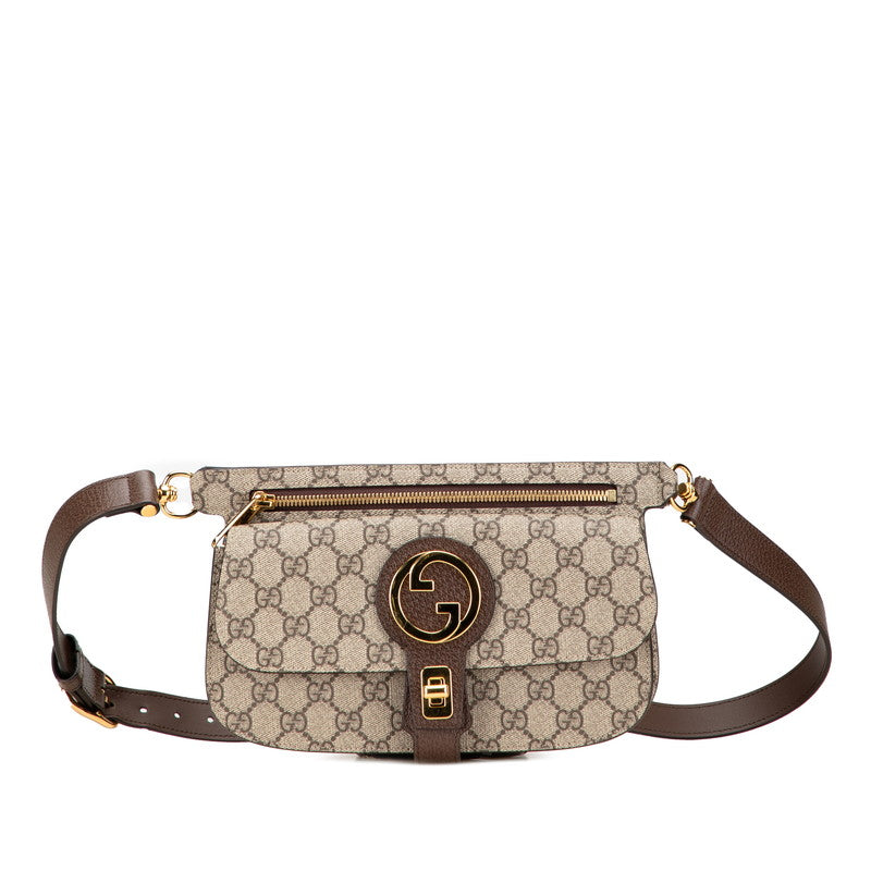グッチ GGスプリーム ブロンディ ボディバッグ ウエストバッグ ベルトバッグ 718154 ベージュ ブラウン PVC レザー メンズ GUCCI 【中古】
