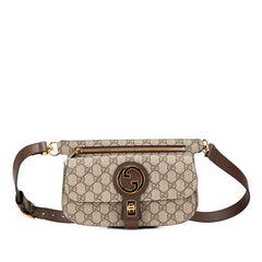 グッチ GGスプリーム ブロンディ ボディバッグ ウエストバッグ ベルトバッグ 718154 ベージュ ブラウン PVC レザー メンズ GUCCI 【中古】