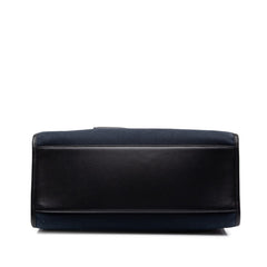 ドルチェアンドガッバーナ DGロゴ ハンドバッグ ショルダーバッグ 2WAY ネイビー ブラック キャンバス レザー レディース DOLCE&GABBANA 中古