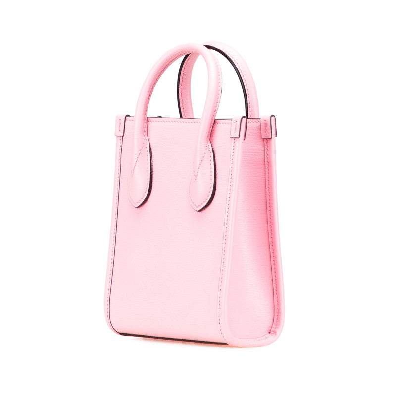 グッチ × ばなにゃ ミニハンドバッグ ショルダーバッグ 2WAY 671623 ピンク レザー レディース GUCCI 【中古】