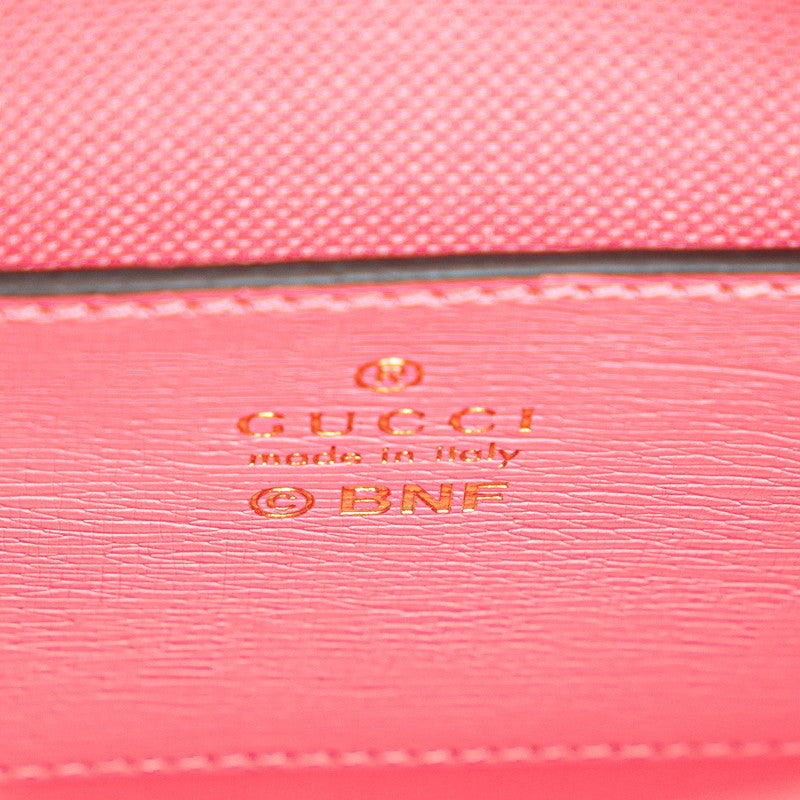 グッチ × ばなにゃ ミニハンドバッグ ショルダーバッグ 2WAY 671623 ピンク レザー レディース GUCCI 【中古】