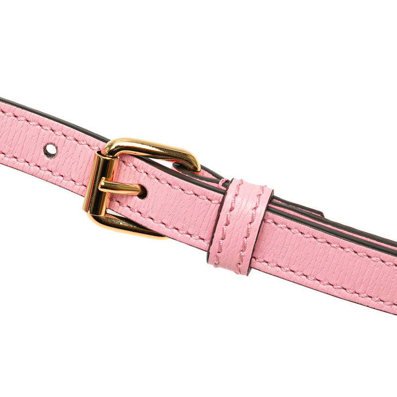 グッチ × ばなにゃ ミニハンドバッグ ショルダーバッグ 2WAY 671623 ピンク レザー レディース GUCCI 【中古】