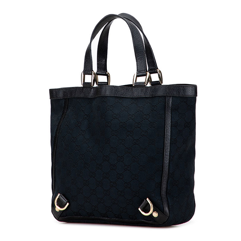 グッチ GGキャンバス アビー ハンドバッグ トートバッグ 130739 ブラック キャンバス レザー レディース GUCCI 【中古】