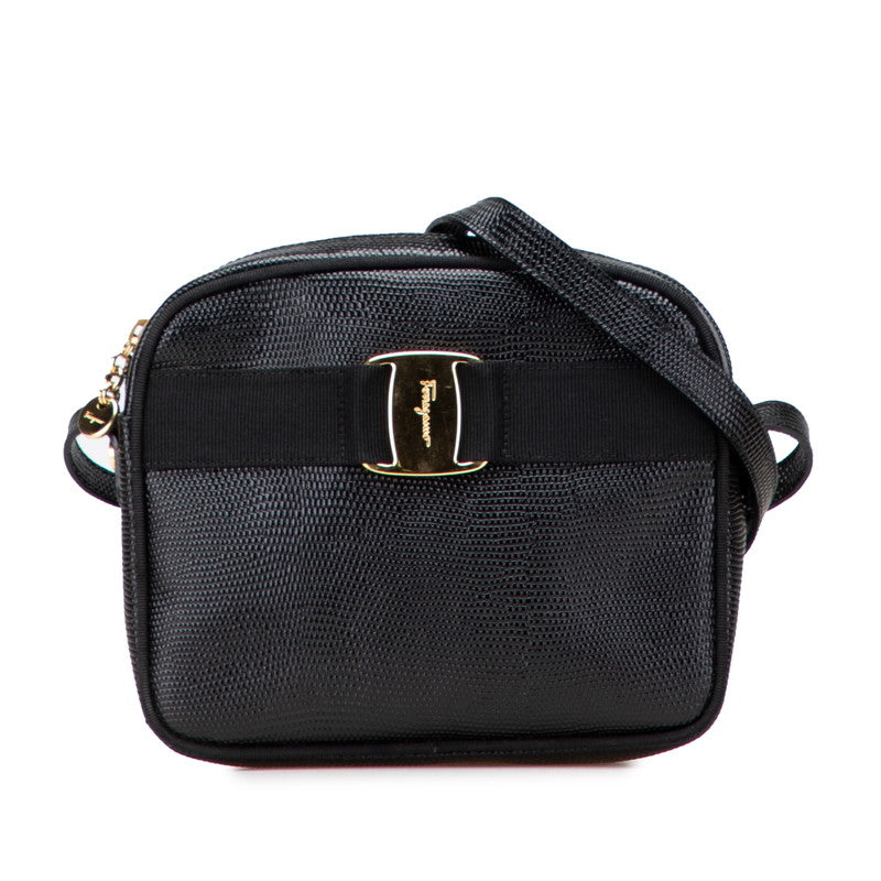 サルヴァトーレフェラガモ ヴァラ ショルダーバッグ ブラック レザー レディース Salvatore Ferragamo 【中古】