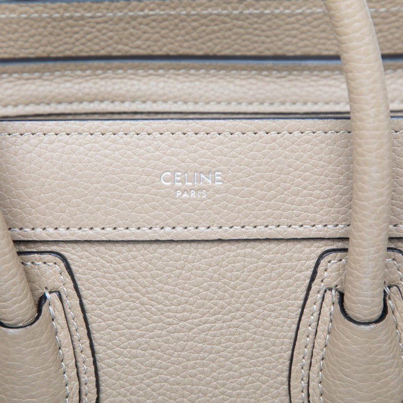 セリーヌ ラゲージ ナノショッパー ハンドバッグ ショルダーバッグ 2WAY ベージュ レザー レディース CELINE 【中古】