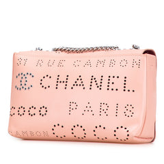 シャネル パンチング ココマーク チェーン ショルダーバッグ ピンク レザー レディース CHANEL 【中古】