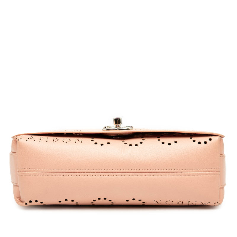 シャネル パンチング ココマーク チェーン ショルダーバッグ ピンク レザー レディース CHANEL 【中古】