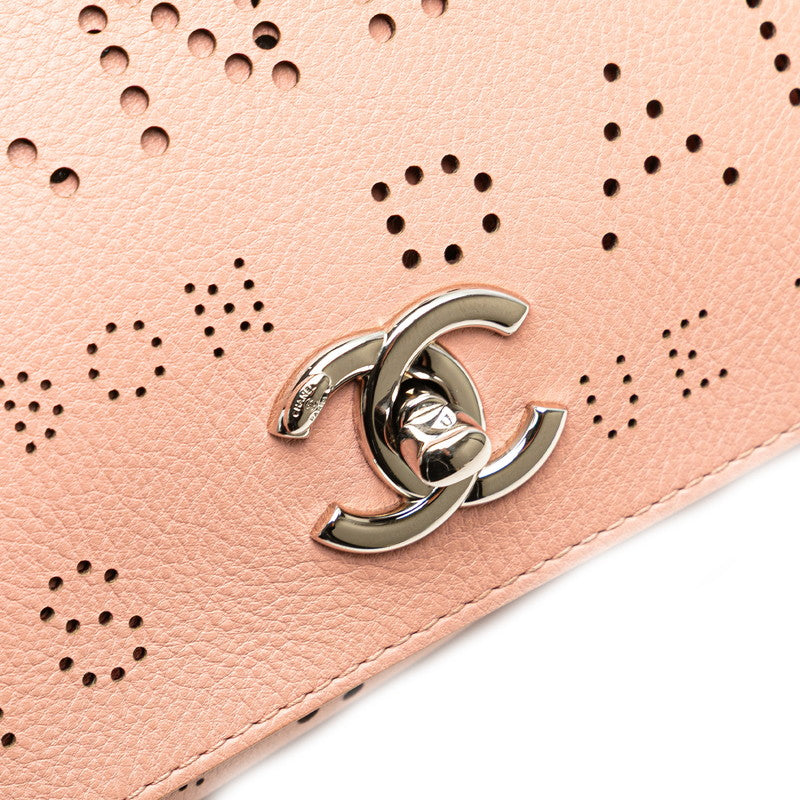 シャネル パンチング ココマーク チェーン ショルダーバッグ ピンク レザー レディース CHANEL 【中古】