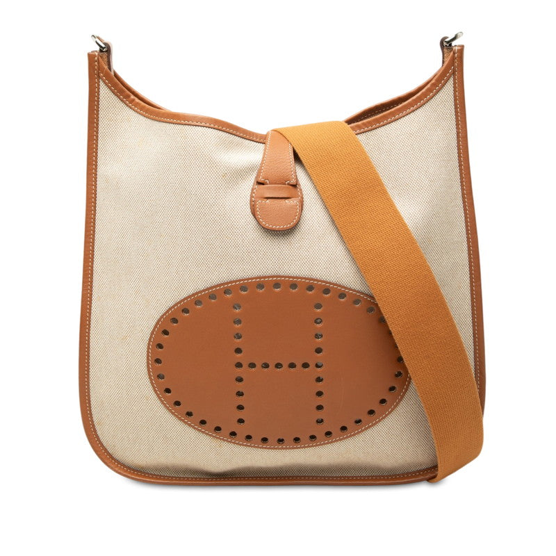 エルメス エヴリンGM ショルダーバッグ □K刻印 2007年 ブラウン ベージュ シルバー金具 トワルアッシュ レディース HERMES 中古