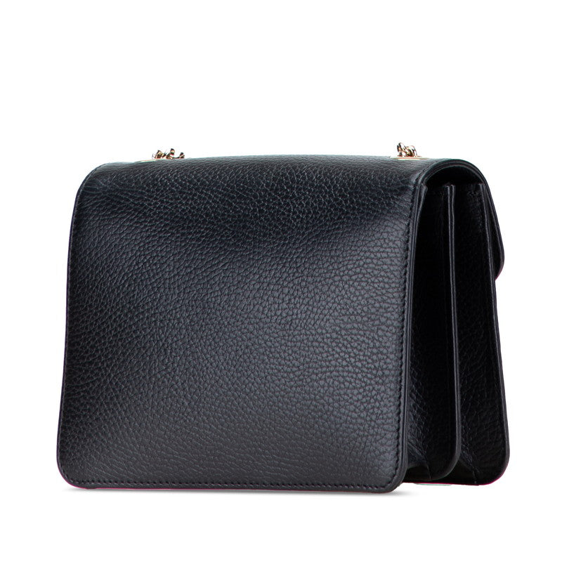グッチ インターロッキングG ショルダーバッグ 510304 ブラック レザー レディース GUCCI 【中古】
