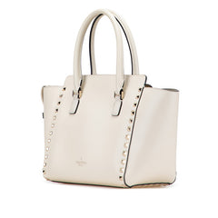 ヴァレンティノ ロックスタッズ ショルダーバッグ ハンドバッグ 2WAY ホワイト アイボリー ゴールド レザー レディース VALENTINO 【中古】