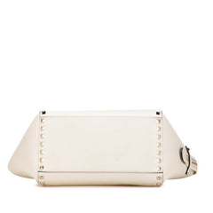 ヴァレンティノ ロックスタッズ ショルダーバッグ ハンドバッグ 2WAY ホワイト アイボリー ゴールド レザー レディース VALENTINO 【中古】