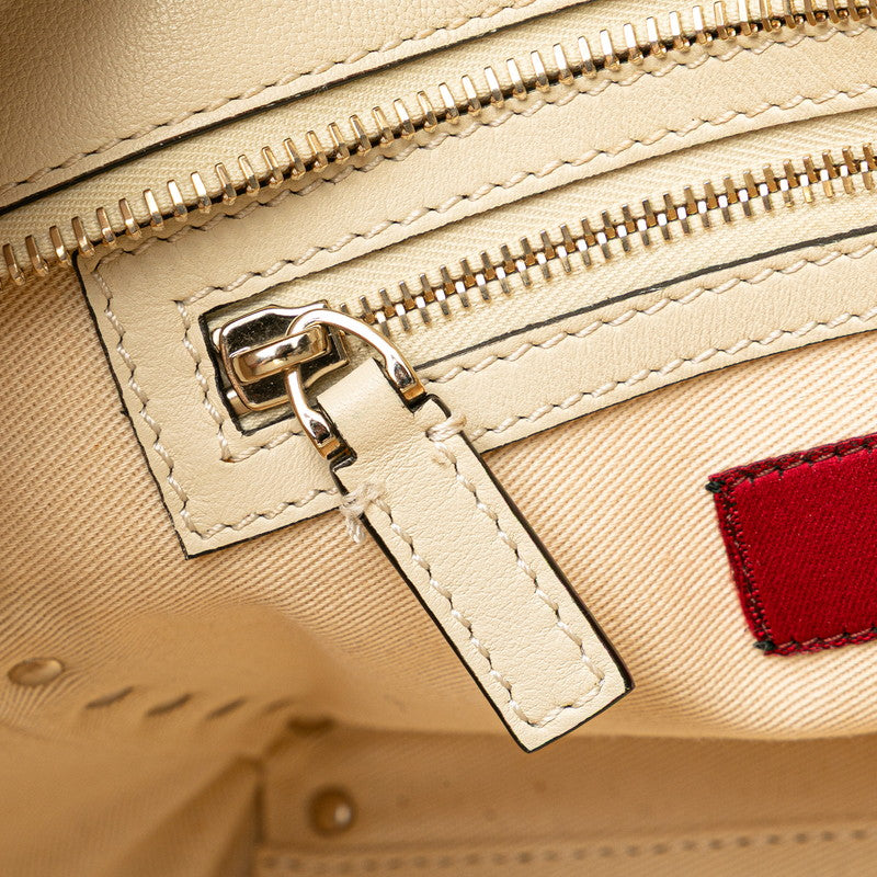 ヴァレンティノ ロックスタッズ ショルダーバッグ ハンドバッグ 2WAY ホワイト アイボリー ゴールド レザー レディース VALENTINO 【中古】