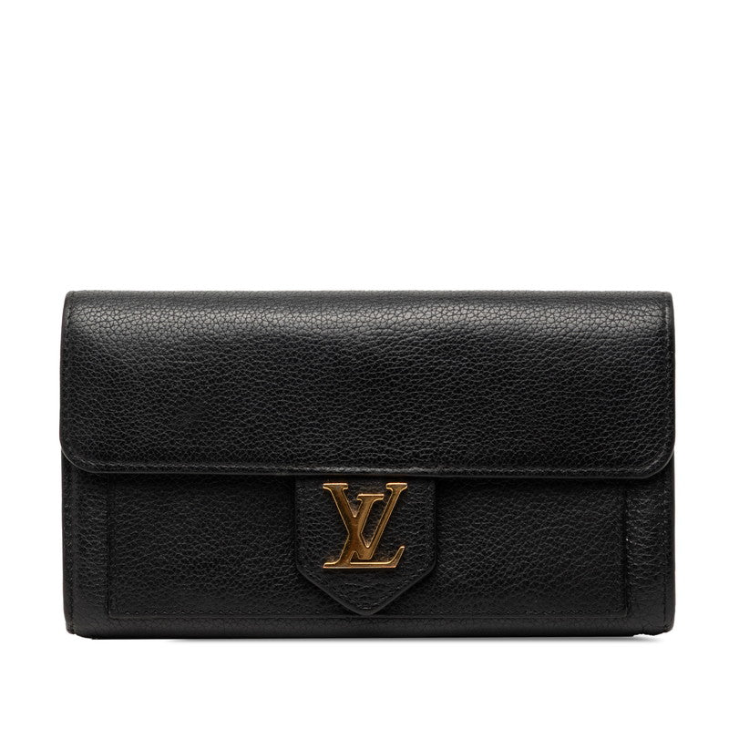 ルイ ヴィトン ポルトフォイユ ロックミー LVロゴ 長財布 M60861 ブラック レザー レディース LOUIS VUITTON 【中古】