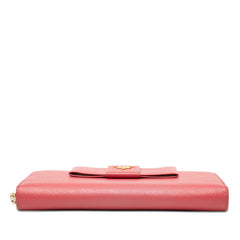 プラダ フィオッコ ラウンドファスナー 長財布 ピンク サフィアーノレザー レディース PRADA 【中古】