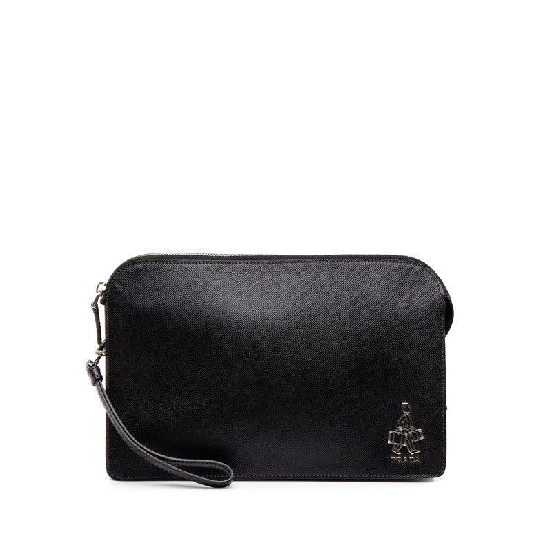 プラダ ベルボーイ ホテルマン クラッチバッグ セカンドバッグ ブラック サフィアーノレザー メンズ PRADA 中古