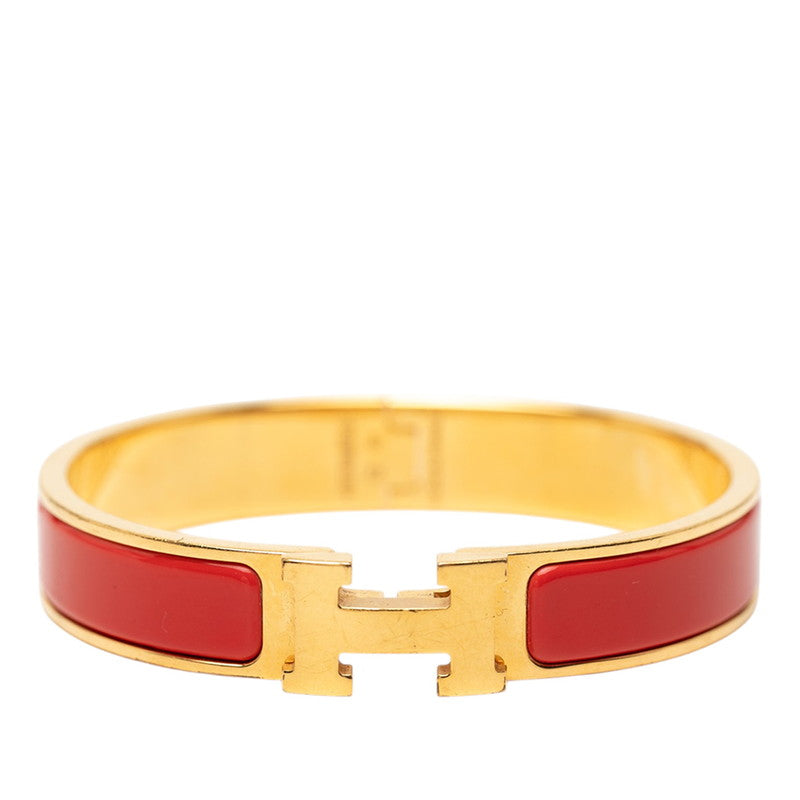 エルメス クリックH PM ブレスレット バングル ゴールド レッド メッキ レディース HERMES 【中古】