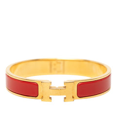 エルメス クリックH PM ブレスレット バングル ゴールド レッド メッキ レディース HERMES 【中古】