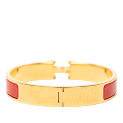 エルメス クリックH PM ブレスレット バングル ゴールド レッド メッキ レディース HERMES 【中古】
