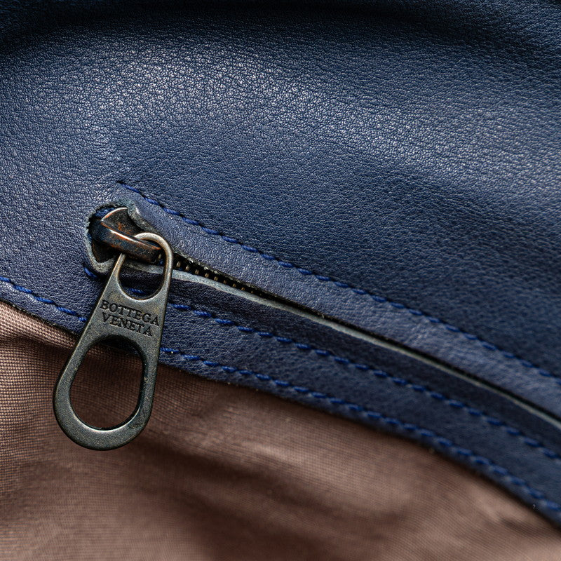 ボッテガヴェネタ イントレチャート 斜め掛け ショルダーバッグ ブルー レザー レディース BOTTEGAVENETA 【中古】