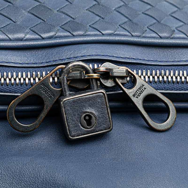 ボッテガヴェネタ イントレチャート 斜め掛け ショルダーバッグ ブルー レザー レディース BOTTEGAVENETA 【中古】