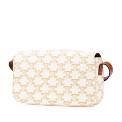 セリーヌ トリオンフ ショルダーバッグ ホワイト ブラウン PVC レザー レディース CELINE 【中古】