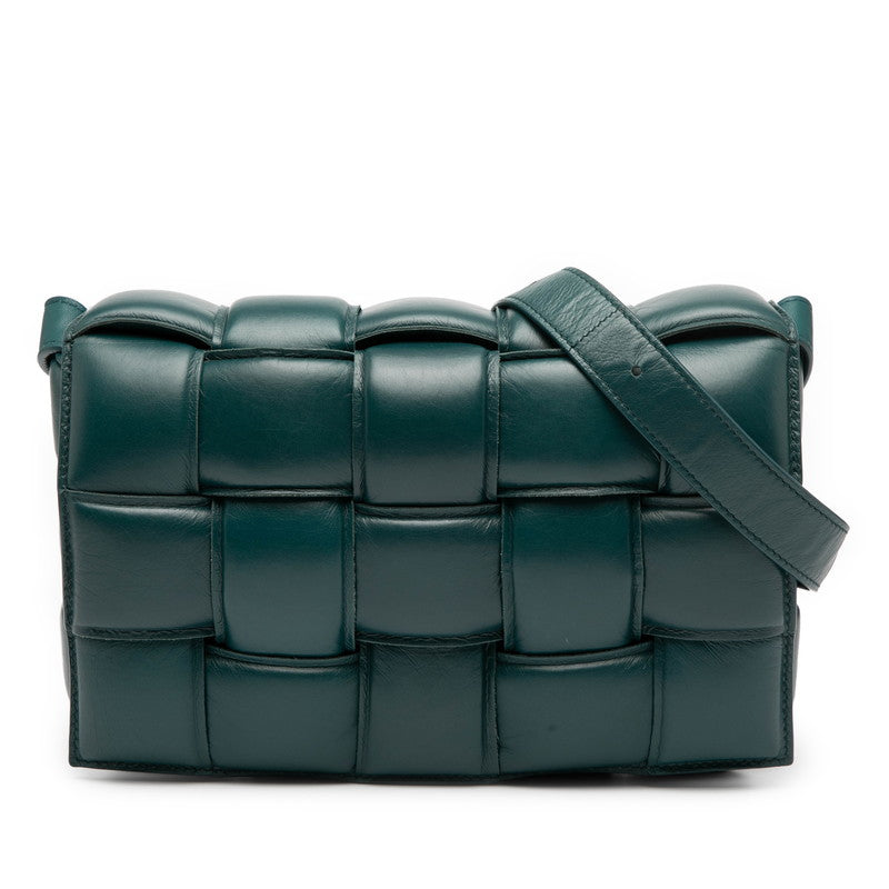 ボッテガヴェネタ イントレチャート パデット カセット ショルダーバッグ グリーン レザー レディース BOTTEGAVENETA 【中古】