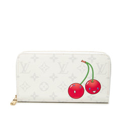 ルイ ヴィトン × TM 村上隆 モノグラム チェリー ジッピー ウォレット ラウンドファスナー 長財布 M14240 ホワイト PVC レディース LOUIS VUITTON 【中古】