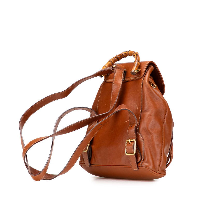 グッチ バンブー リュック バックパック 003 2058 0030 ブラウン レザー レディース GUCCI 【中古】