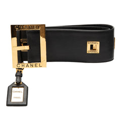 シャネル ロゴ ヴィンテージ ベルト サイズ：75/30 ブラック ゴールド レザー メッキ レディース CHANEL 【中古】