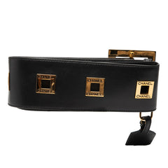 シャネル ロゴ ヴィンテージ ベルト サイズ：75/30 ブラック ゴールド レザー メッキ レディース CHANEL 【中古】