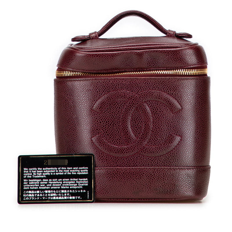 シャネル ココマーク バニティバッグ ワインレッド キャビアスキン レディース CHANEL 【中古】