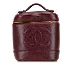 シャネル ココマーク バニティバッグ ワインレッド キャビアスキン レディース CHANEL 【中古】