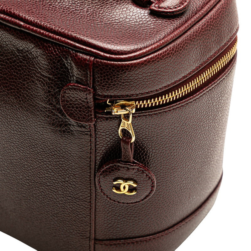 シャネル ココマーク バニティバッグ ワインレッド キャビアスキン レディース CHANEL 【中古】