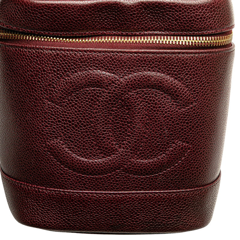 シャネル ココマーク バニティバッグ ワインレッド キャビアスキン レディース CHANEL 【中古】