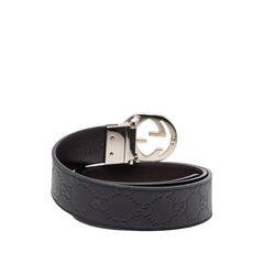 グッチ グッチシマ インターロッキングG ベルト サイズ:90/36 473030 ブラック レザー メンズ GUCCI 【中古】