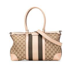 グッチ GGキャンバス ハンドバッグ ショルダーバッグ 2WAY 257341 ピンクベージュ ブラウン キャンバス レザー レディース GUCCI 【中古】