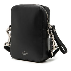 ヴァレンチノ ガラヴァーニ VLTN 斜め掛け ショルダーバッグ ブラック レザー レディース Valentino 【中古】
