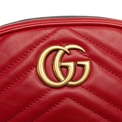 グッチ GGマーモント ボディバッグ ウエストバッグ 476434 レッド レザー レディース GUCCI 【中古】